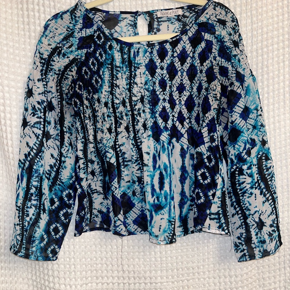 Blue Patterned Women's Top